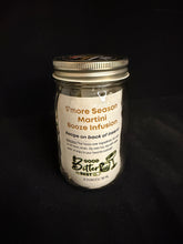 Load image into Gallery viewer, S'more Season Booze Infusion with title label on a 16 ounce glass jar.